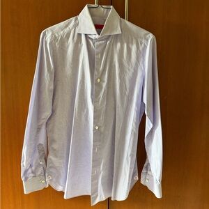 Isaia Men's Lavender Check Dress Shirt size M 15 1/2 x 33